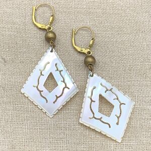 Stunning mother of pearl carved vintage Earrings